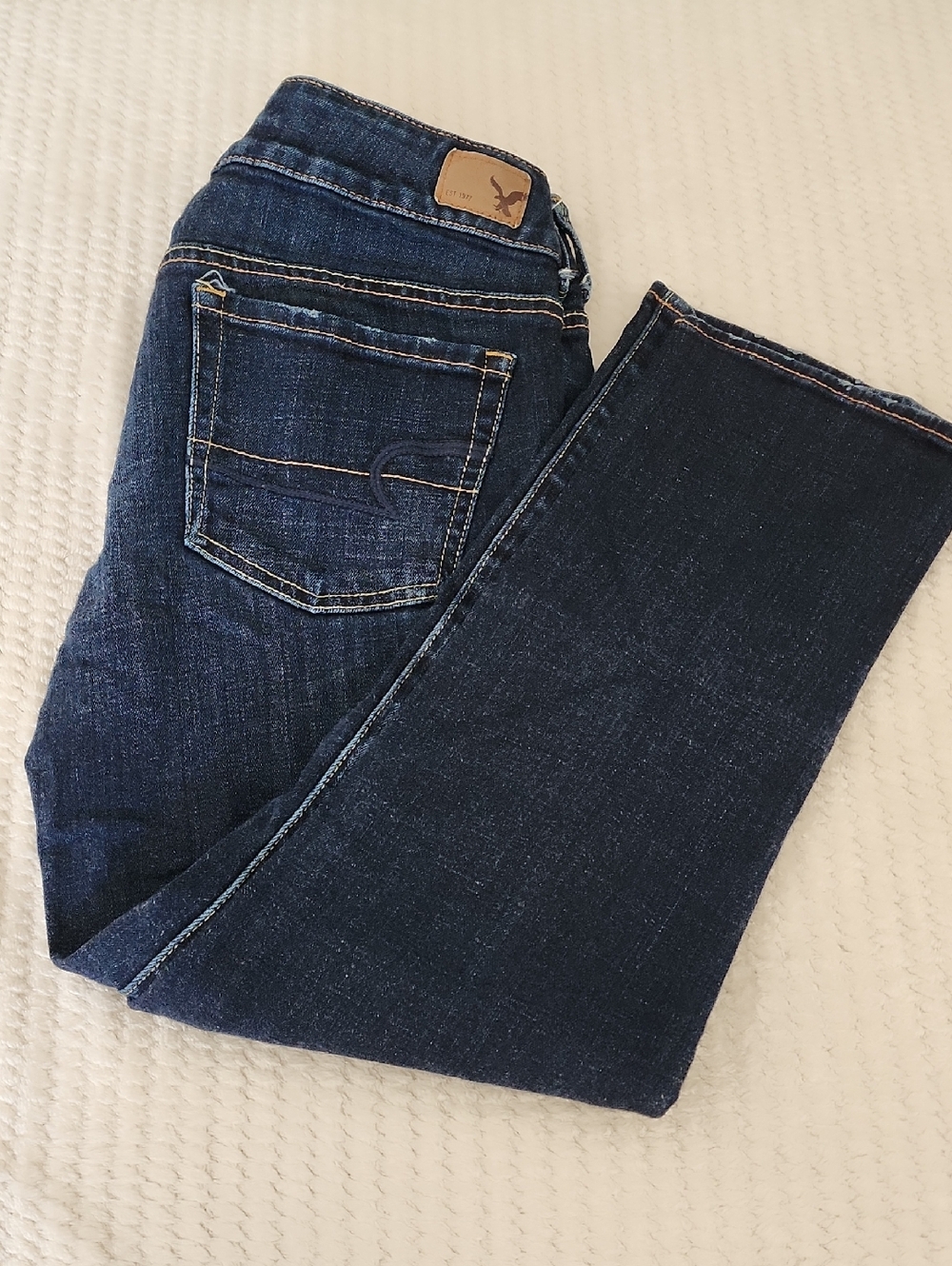 American Eagle Artist Crop Stretch Dark Blue Jeans